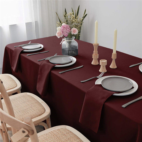 Rechthoekige tafelkleden Wijnrood 90x132 inch Puur 100% polyester kreukvrij voor bruiloften