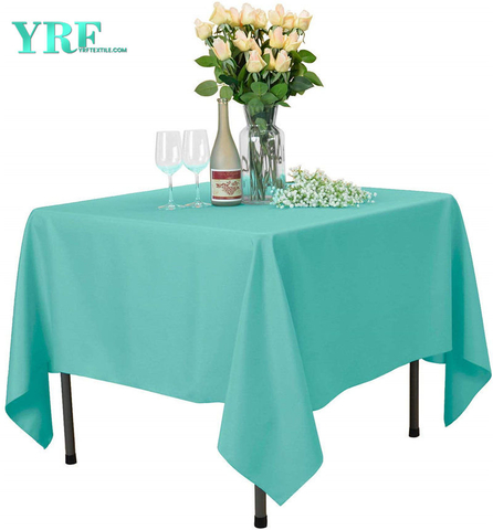 Vierkante eettafelhoes puur turkoois 54x54 inch puur 100% polyester kreukvrij voor bruiloften
