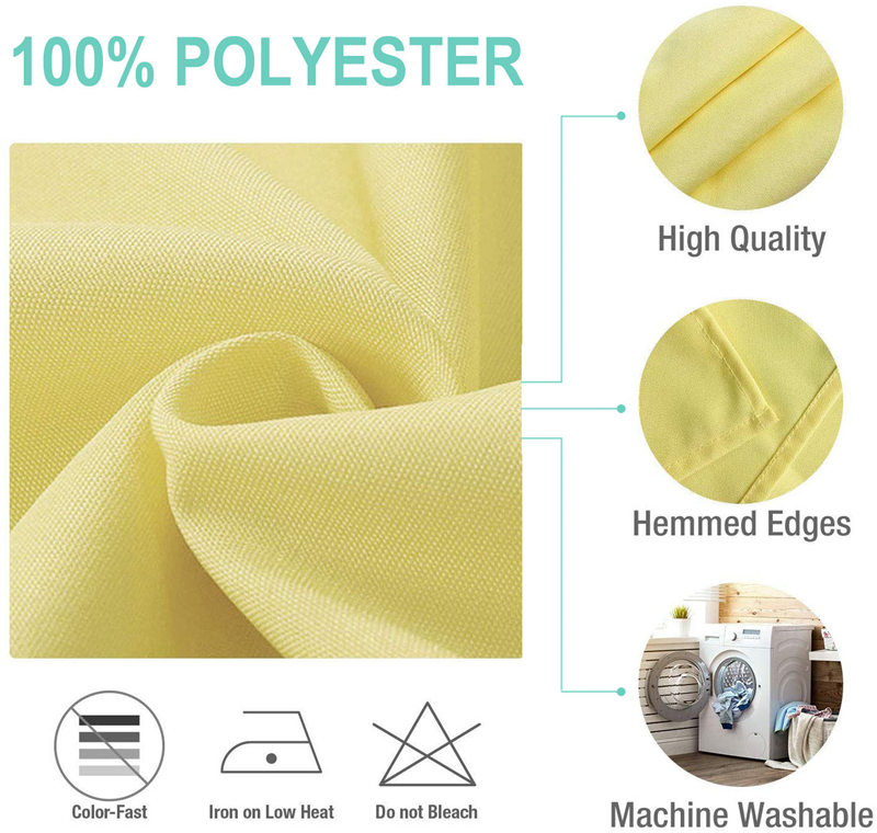 Langwerpige tafelkleed zuiver geel 90x156 inch 100% polyester kreukvrij voor hotel
