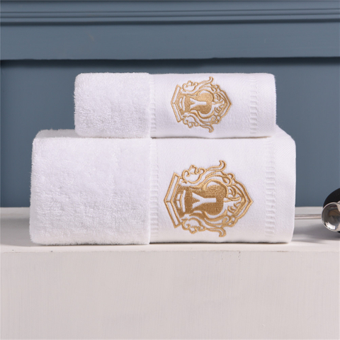 5-sterren hotel witte aangepaste logo badhanddoekenset van Egyptisch katoen